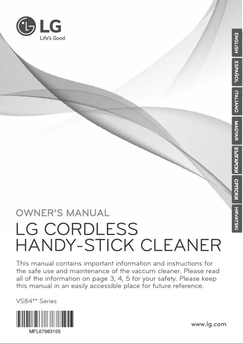 Page 1 de la notice Manuel utilisateur LG VS8403SCW