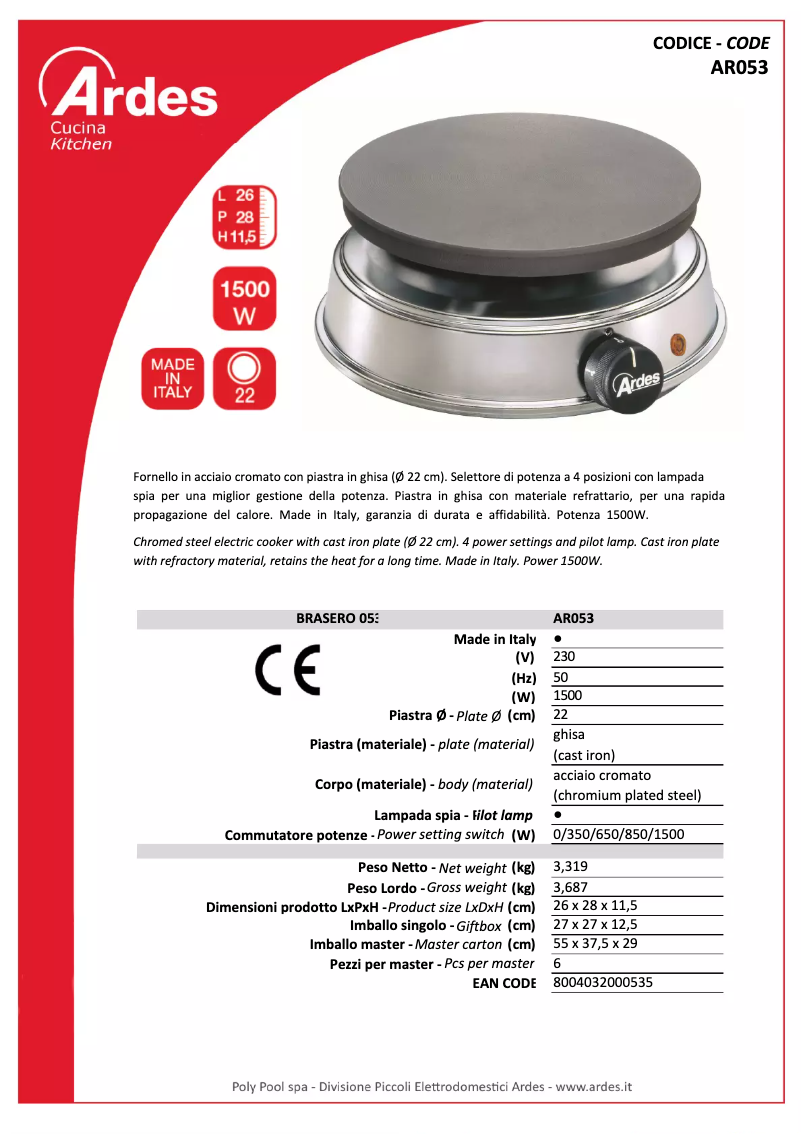 Imagen de la primera página del manual del dispositivo AR053