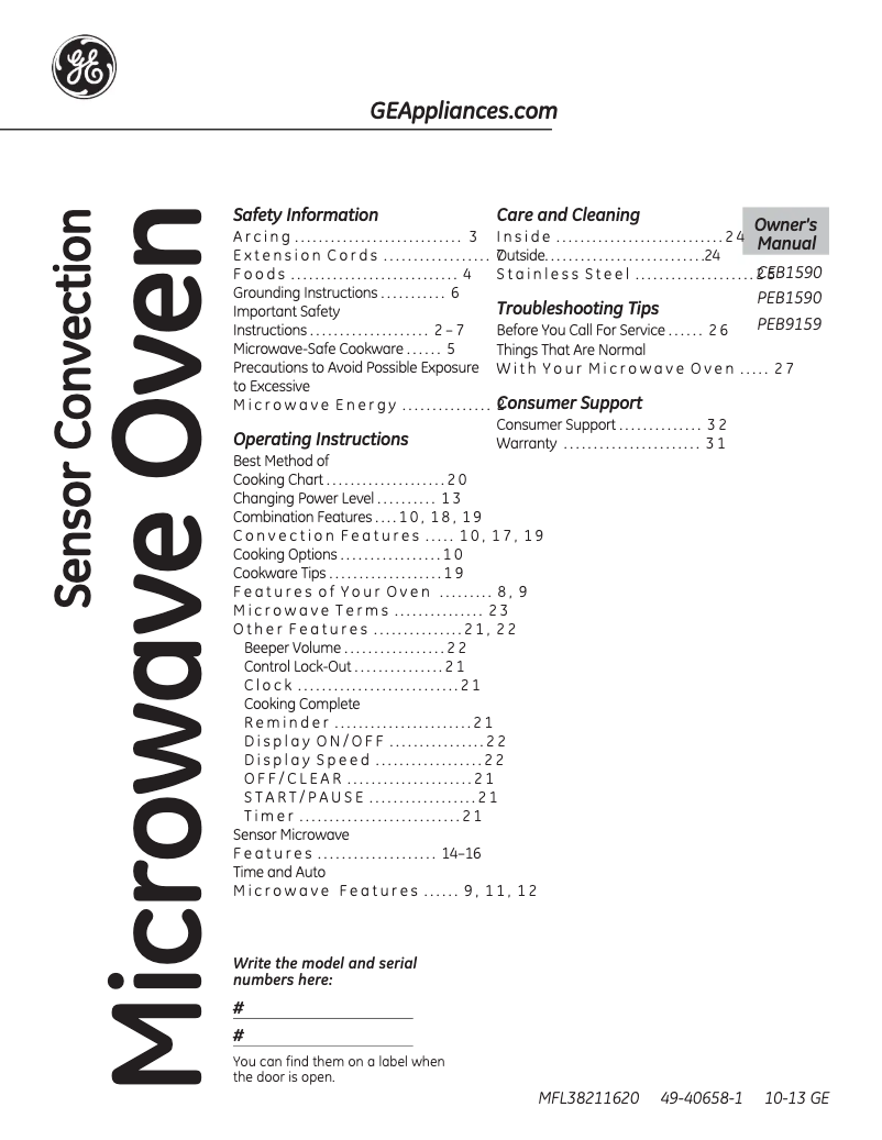 Image de la première page du manuel de l'appareil Profile PEB9159SFSS