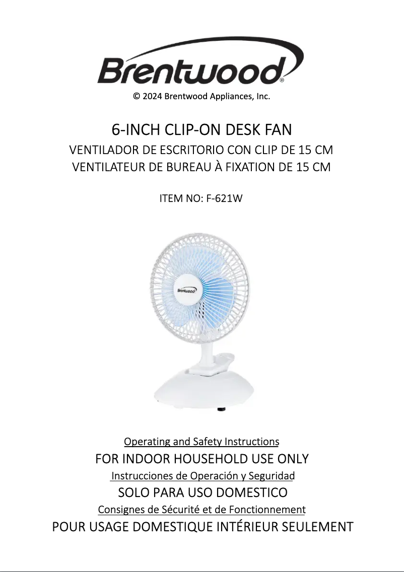 Page 1 de la notice Manuel utilisateur Brentwood F-621W