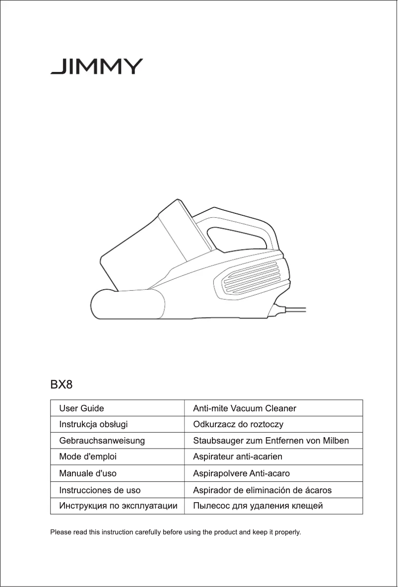 Page n°1 - Manuel utilisateur JIMMY BX8