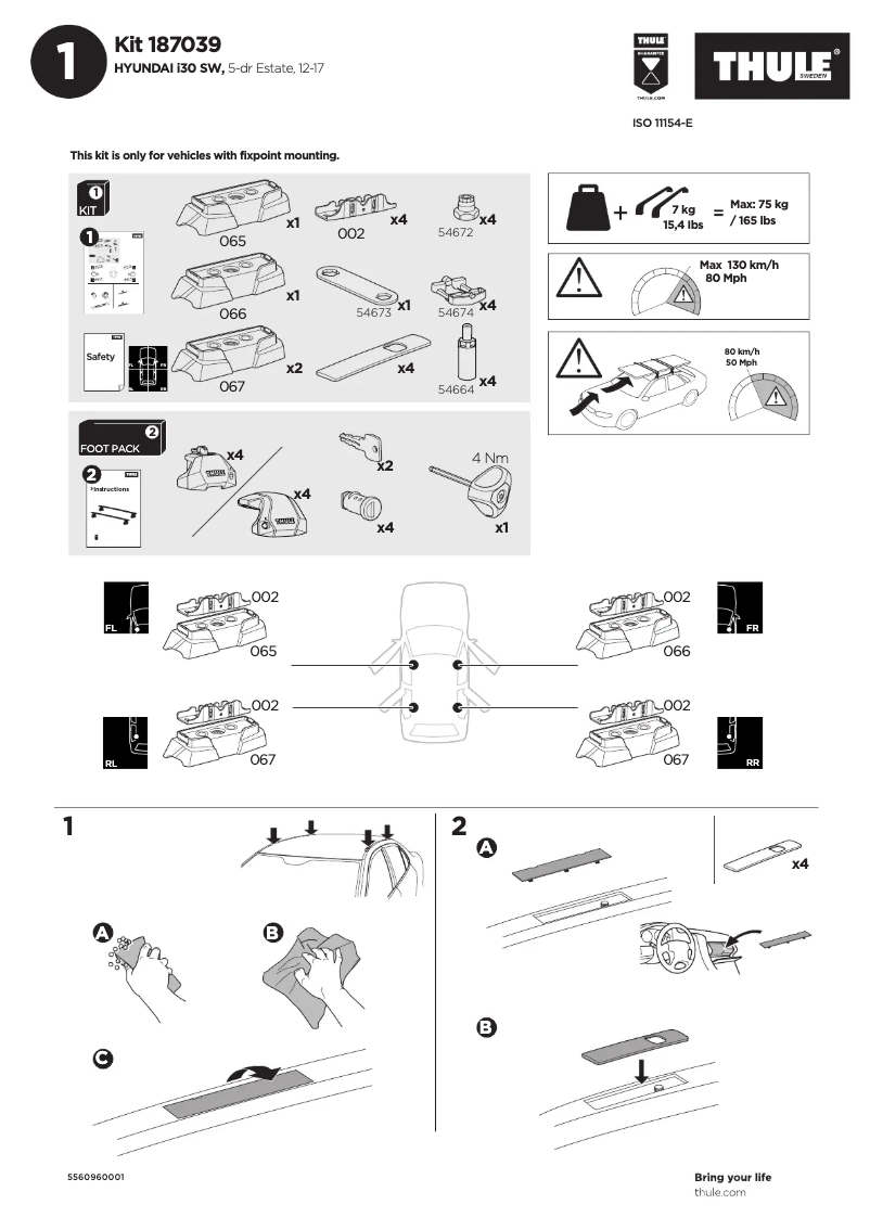 Página 1 del manual Manual de usuario Thule Kit 187039