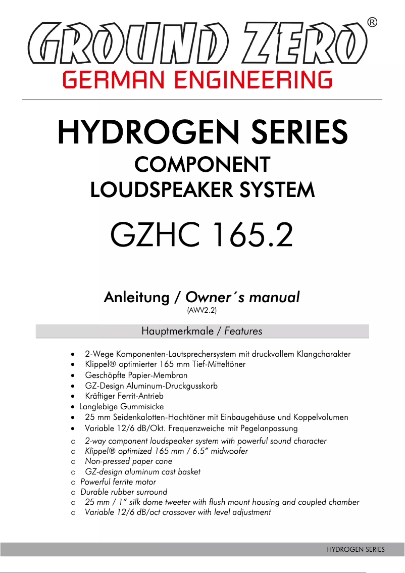 Image de la première page du manuel de l'appareil GZHC 165.2