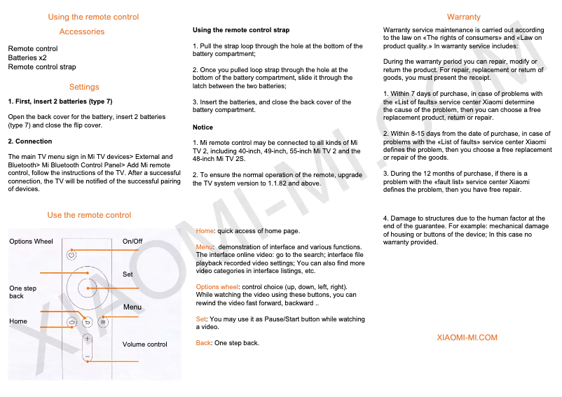 Page n°1 - Manuel utilisateur Xiaomi Mi Bluetooth Remote Controller
