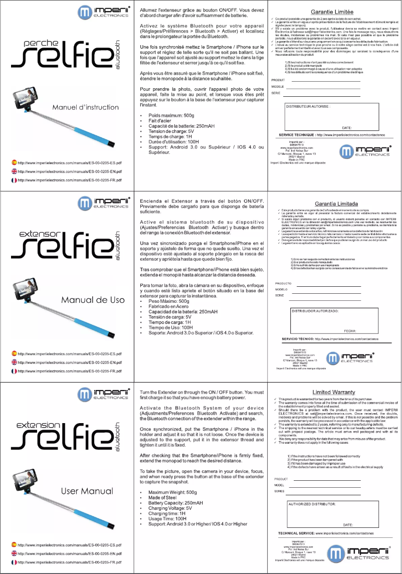 Page 1 de la notice Manuel utilisateur Imperii Electronics ES.00.0205.08