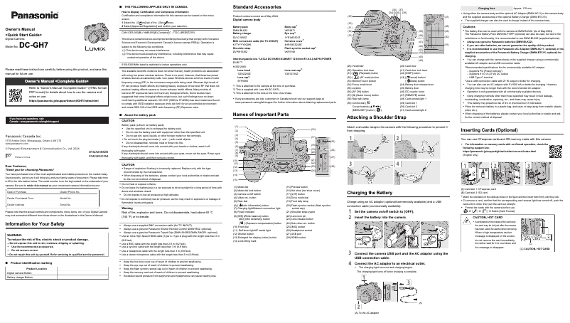 Página 1 del manual Guía de inicio rápido Panasonic Lumix DC-GH7