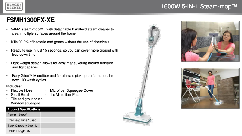 Page n°1 - Fiche technique Black & Decker FSMH1300FX