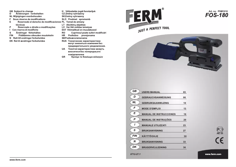 Imagen de la primera página del manual del dispositivo PSM1010