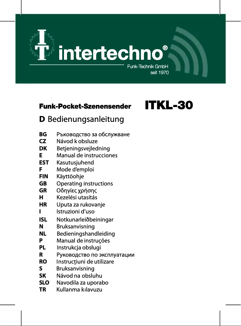 Page 1 de la notice Manuel utilisateur Intertechno ITKL-30