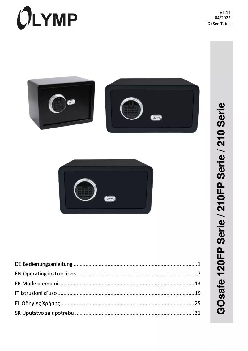 Page 1 de la notice Manuel utilisateur Olymp GOsafe 210