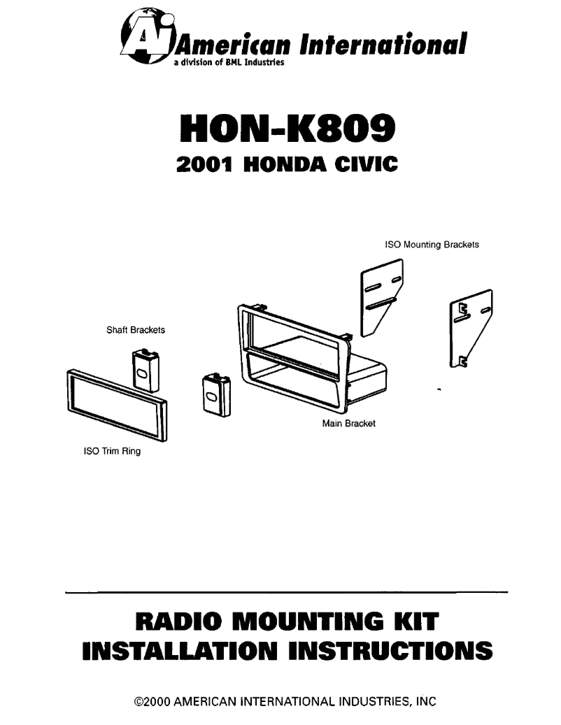 Page 1 de la notice Manuel utilisateur American International HONK809