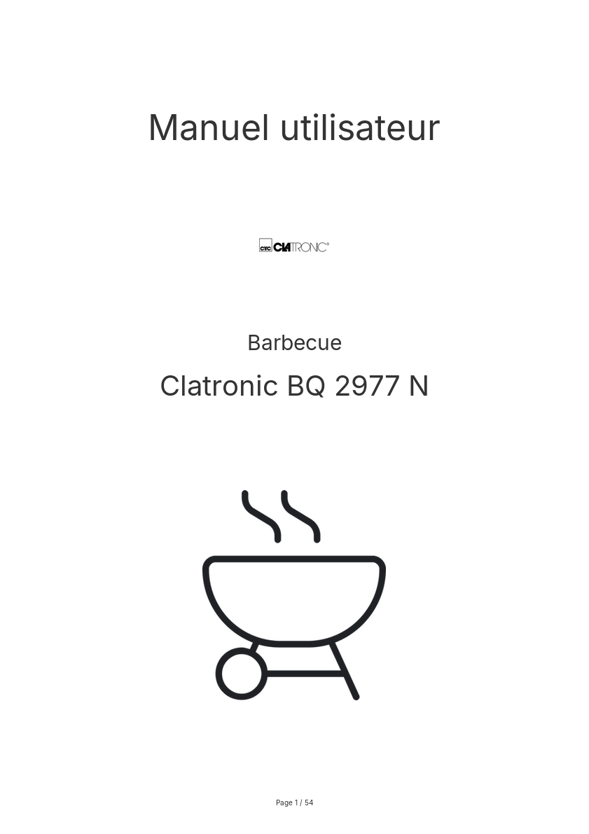 Page n°1 - Manuel utilisateur Clatronic BQ 2977 N