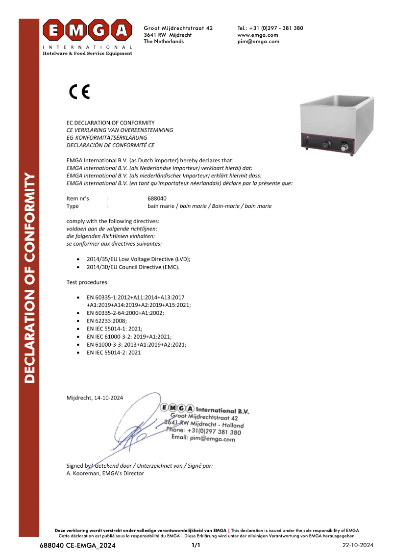 Page 1 of the manual User Manual CaterChef 688040