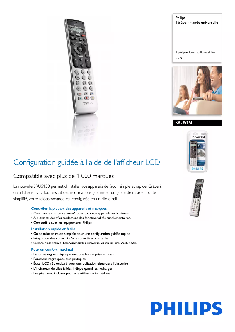 Page 1 de la notice Fiche technique Philips SRU 5150