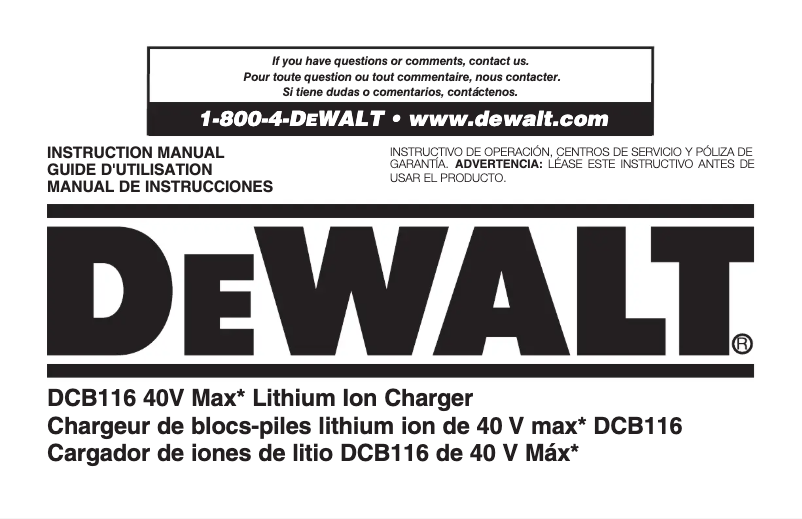 Page n°1 - Manuel utilisateur DeWalt DCB116
