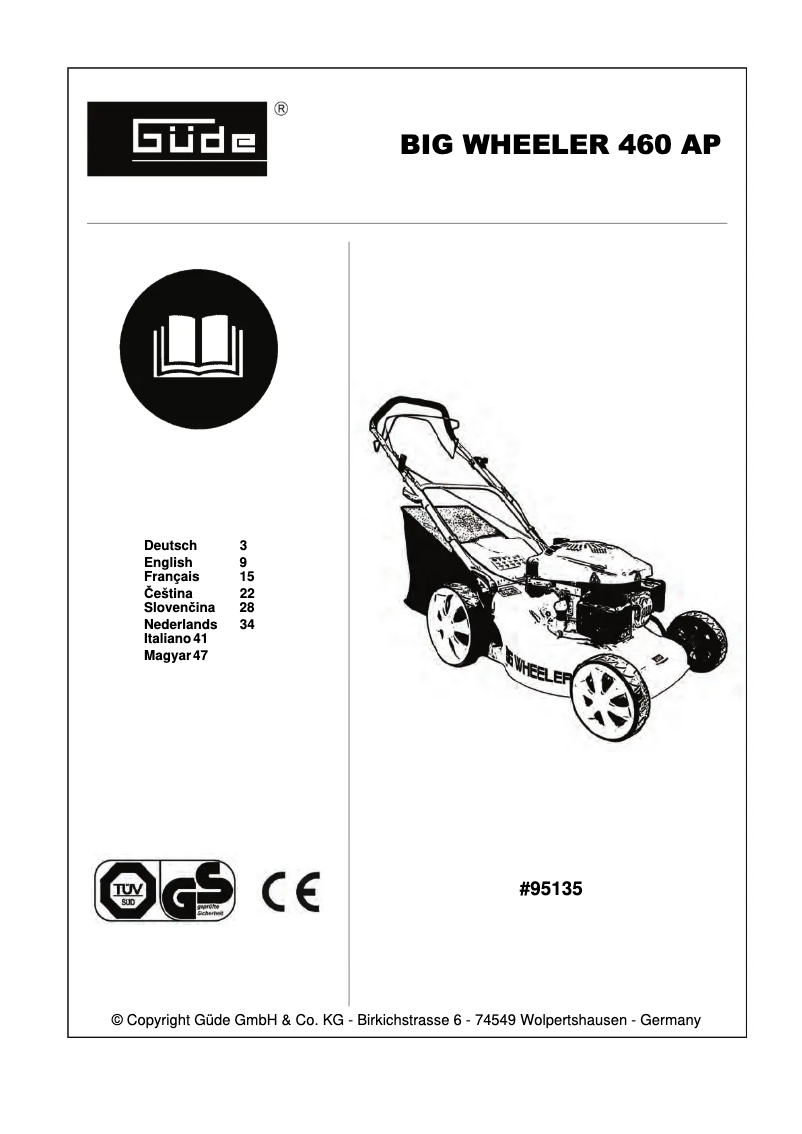Page 1 de la notice Manuel utilisateur Güde Big Wheeler 460 AP