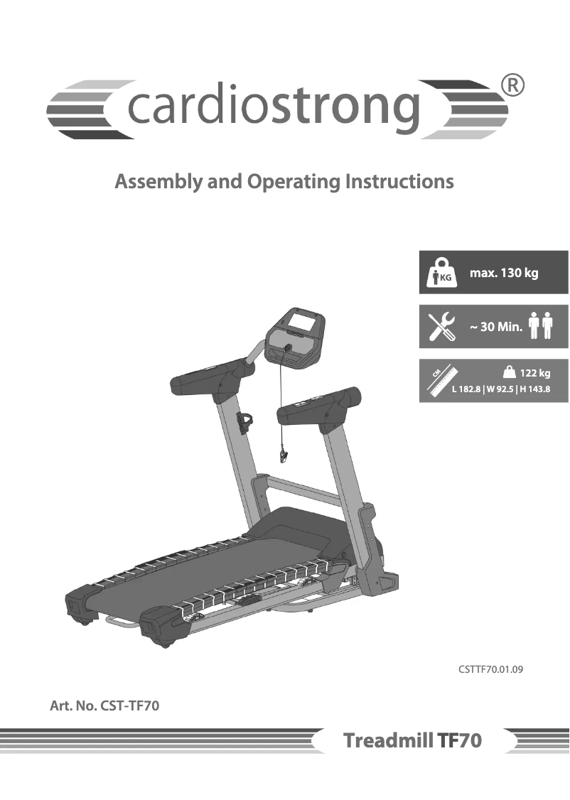 Page 1 de la notice Manuel utilisateur Cardiostrong TF70