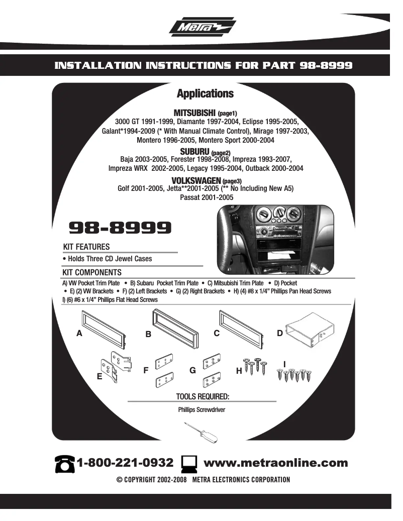 Image de la première page du manuel de l'appareil 98-8999