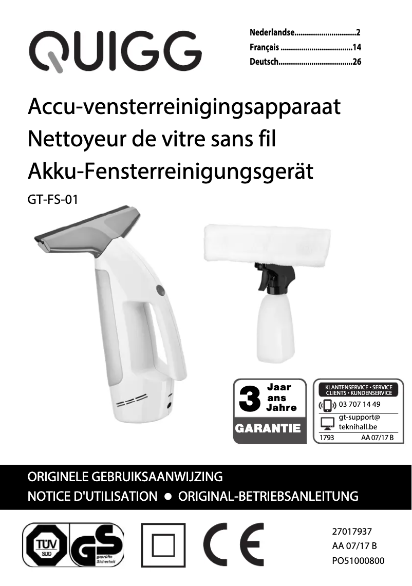 Page 1 de la notice Manuel utilisateur Quigg GT-FS-01