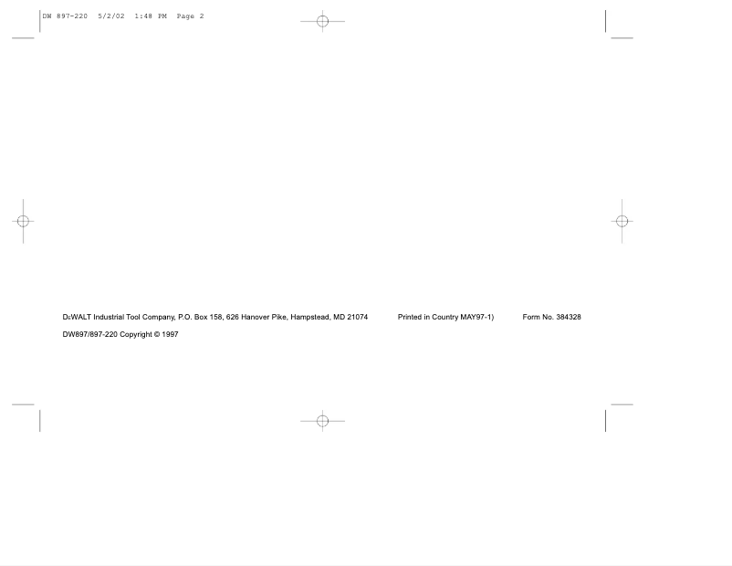 Page 1 de la notice Manuel utilisateur DeWalt DW897