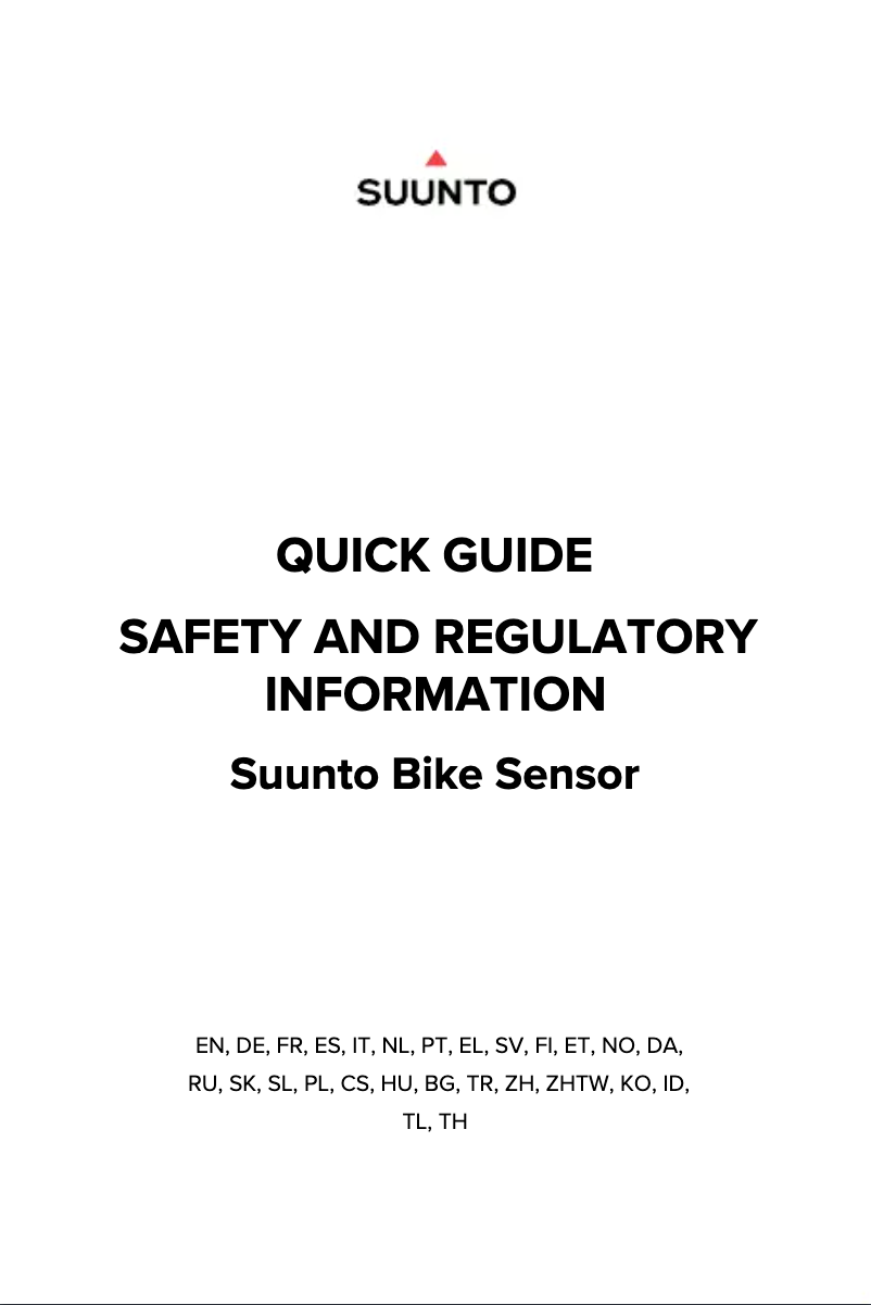 Page 1 de la notice Manuel utilisateur Suunto Bike Sensor