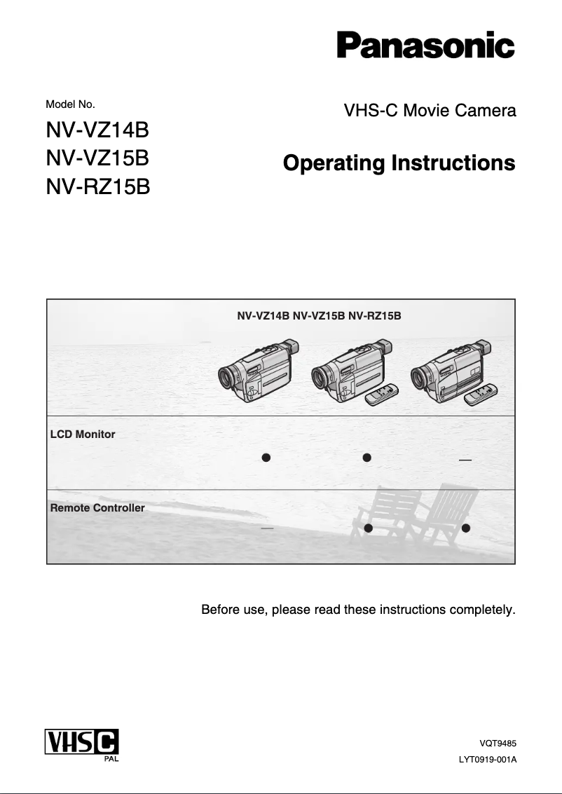 Page 1 de la notice Manuel utilisateur Panasonic NV-RZ15