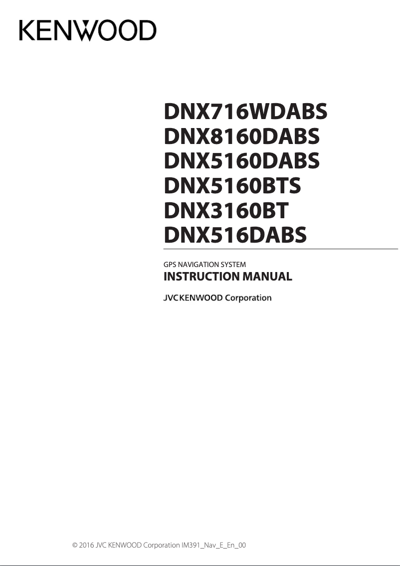 Page n°1 - Manuel utilisateur Kenwood DNX5160DABS