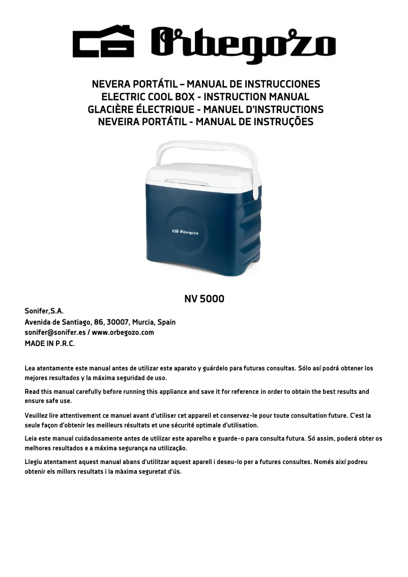 Página 1 del manual Manual de usuario Orbegozo NV 5000