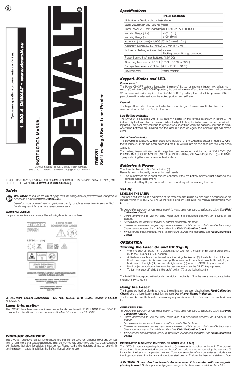 Image de la première page du manuel de l'appareil DW0851