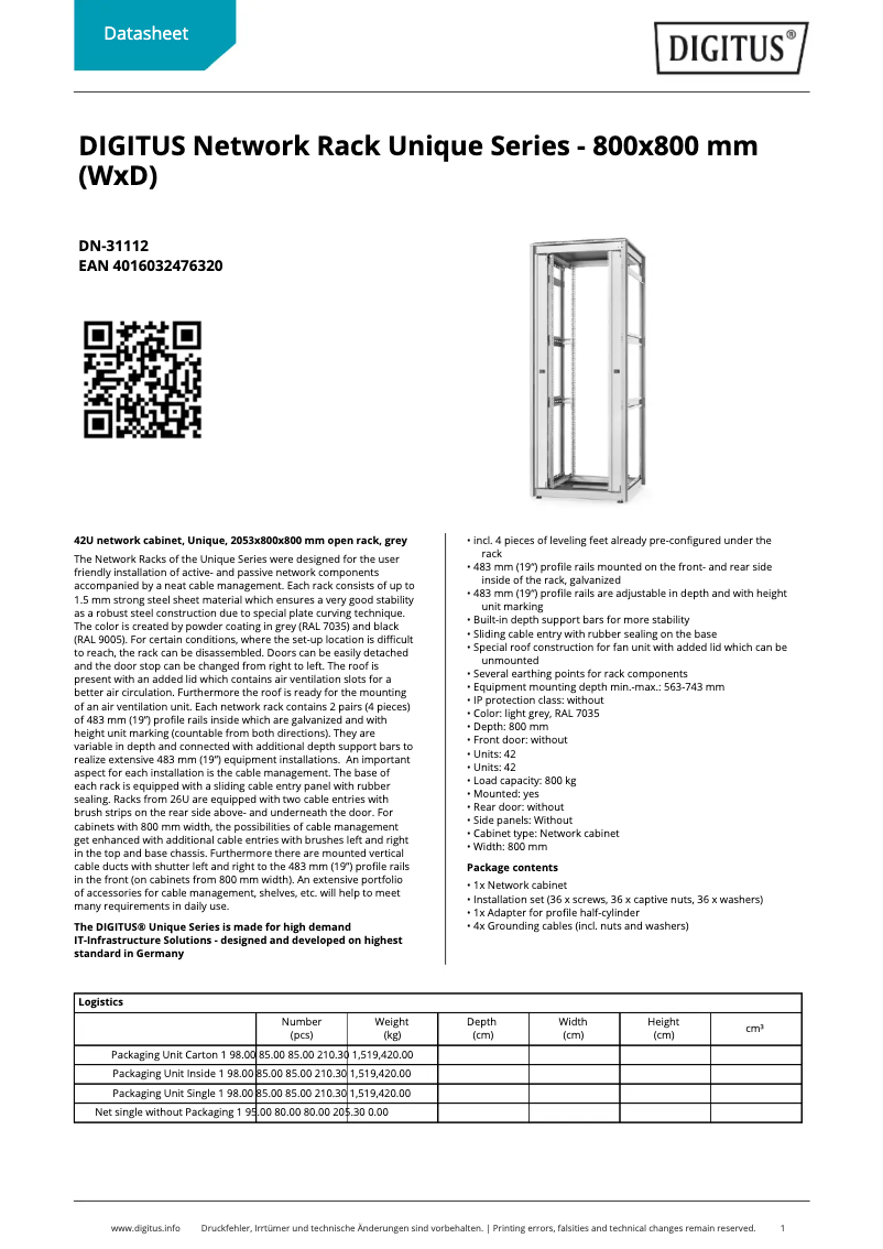 Imagen de la primera página del manual del dispositivo DN-31112