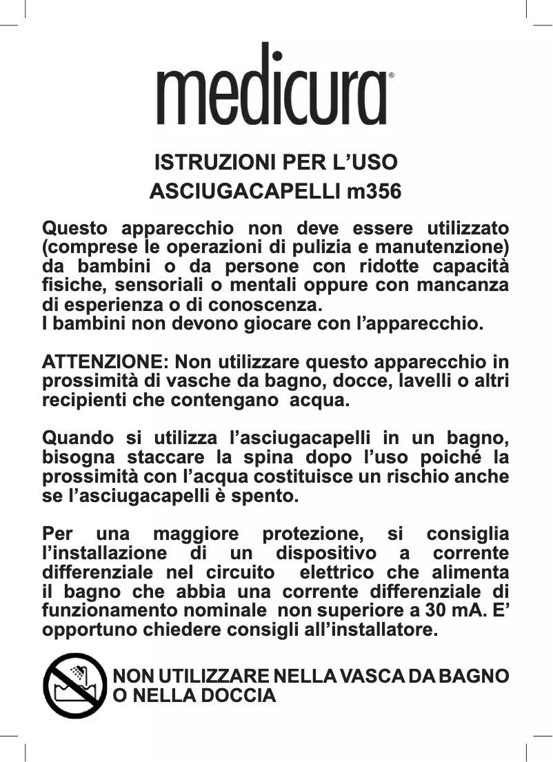 Page 1 de la notice Manuel utilisateur Medicura M356