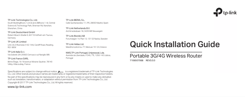 Page 1 de la notice Manuel utilisateur TP-Link TL-MR3020