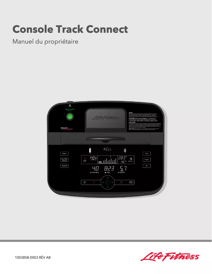 Page 1 de la notice Manuel utilisateur Life Fitness C1 Track Connect