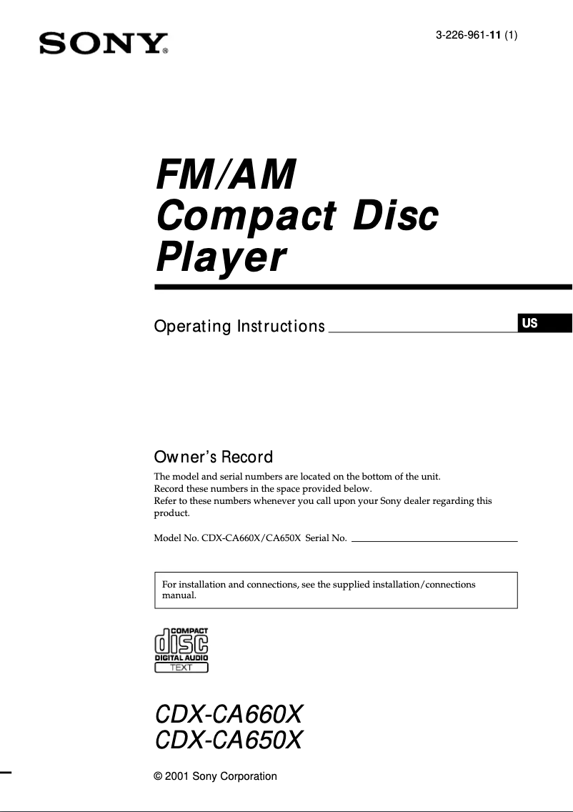 Imagen de la primera página del manual del dispositivo CDX-CA660X