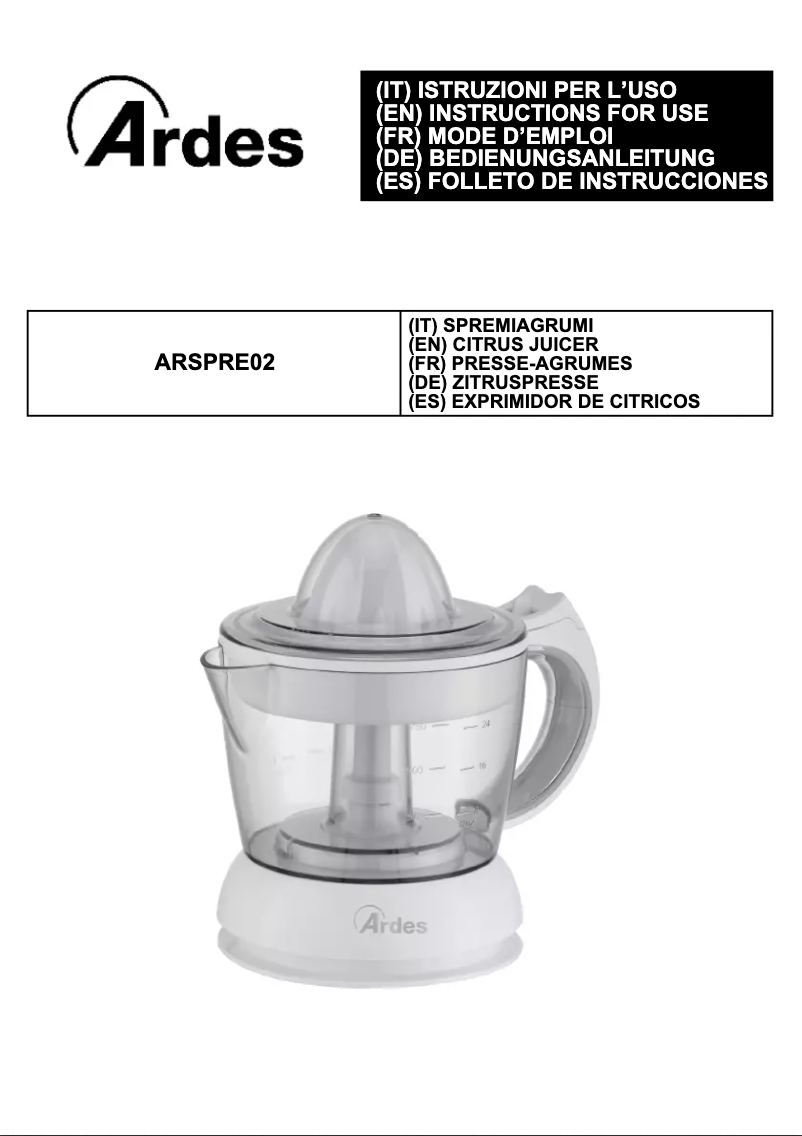 Image de la première page du manuel de l'appareil Tango ARSPRE02