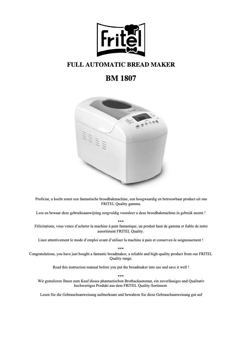 Page 1 de la notice Manuel utilisateur Fritel BM 1807