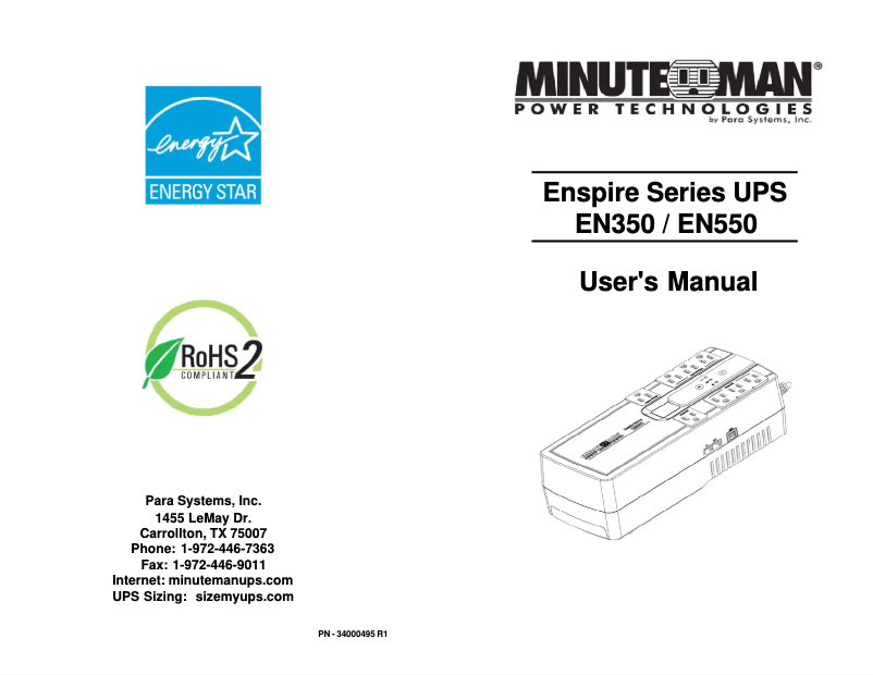 Page 1 de la notice Manuel utilisateur Minuteman EN550