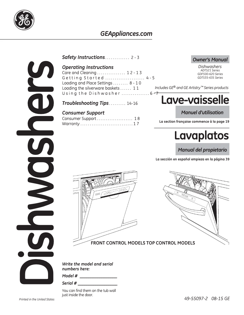Page n°1 - Mode d'emploi GE GDT635HGJWW