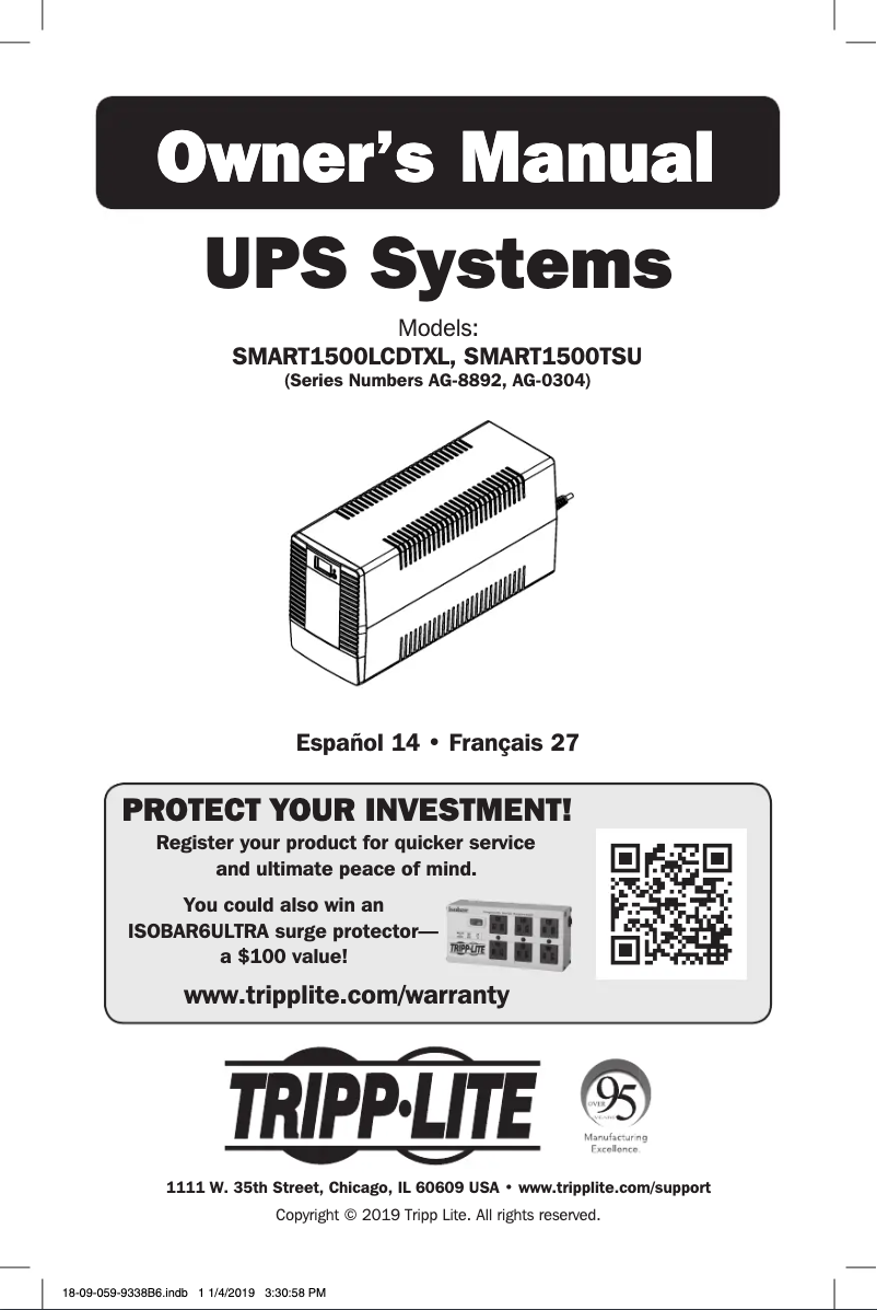 Page n°1 - Manuel utilisateur Tripp Lite SmartPro SMART1500LCDTXL