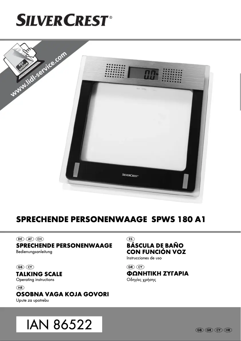 Page 1 de la notice Manuel utilisateur SilverCrest IAN 86522