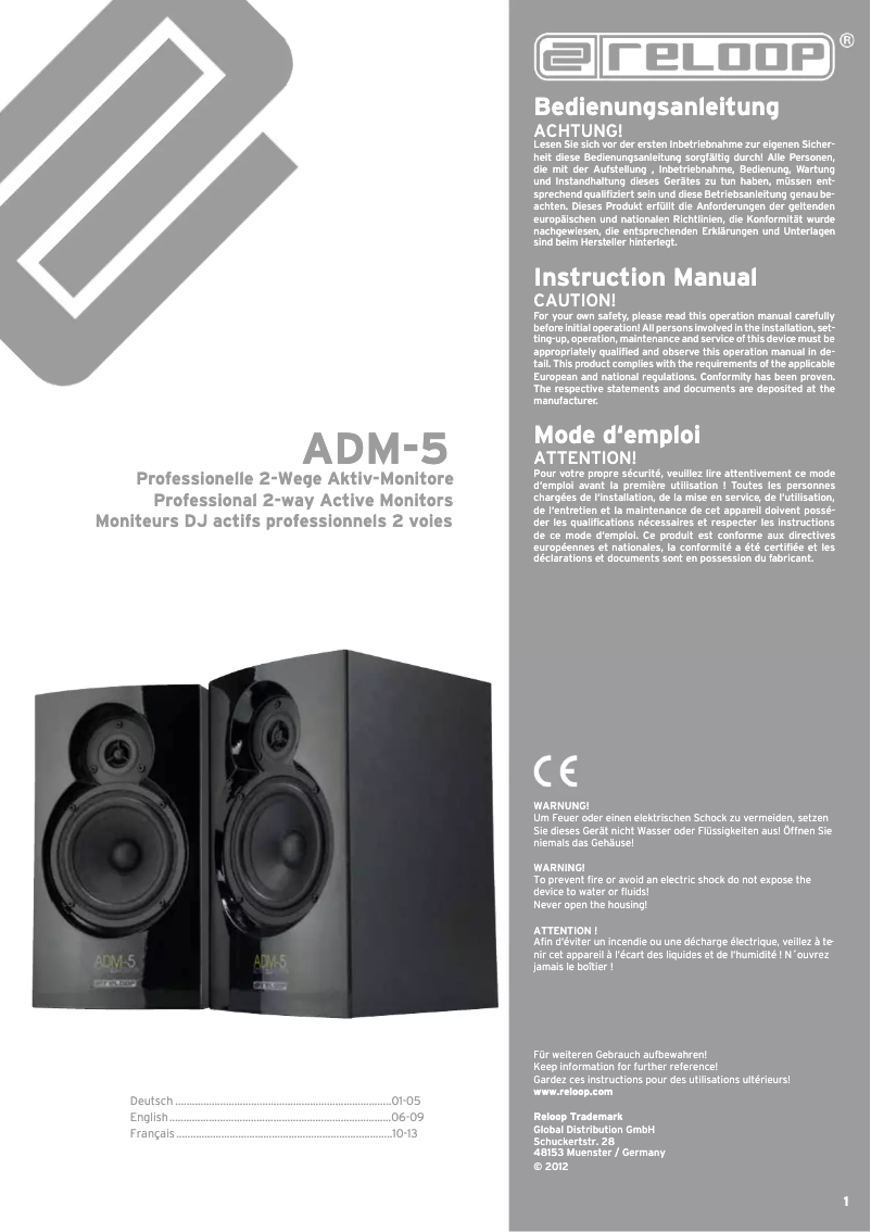 Page 1 de la notice Manuel utilisateur Reloop ADM 5.0