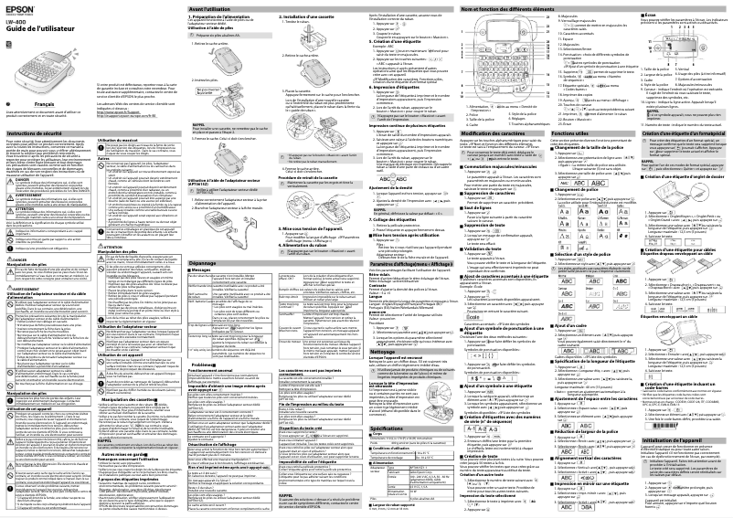Page n°1 - Manuel utilisateur Epson LabelWorks LW-400