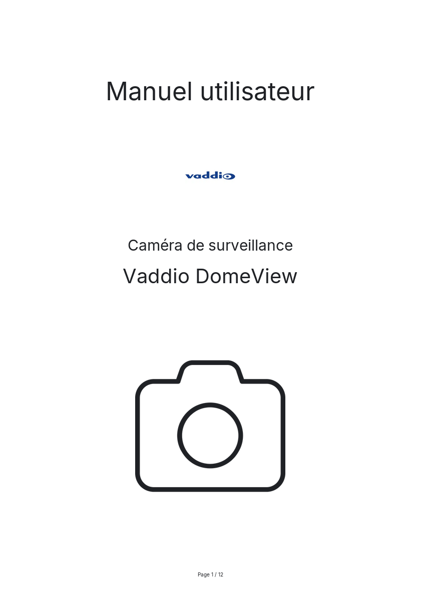 Page n°1 - Manuel utilisateur Vaddio DomeView