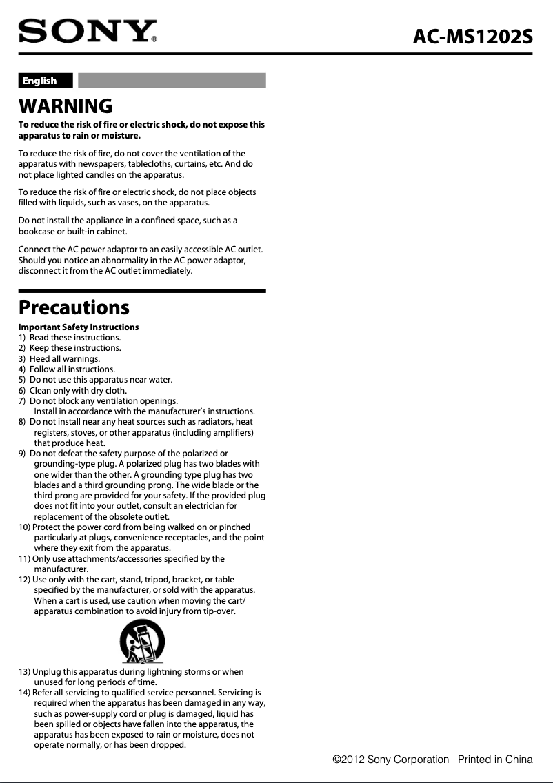 Page n°1 - Manuel utilisateur Sony MDR-IF245