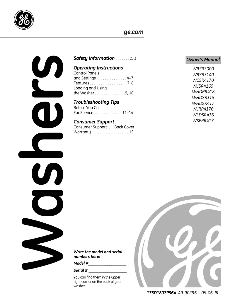 Image de la première page du manuel de l'appareil WHDRR418GWW