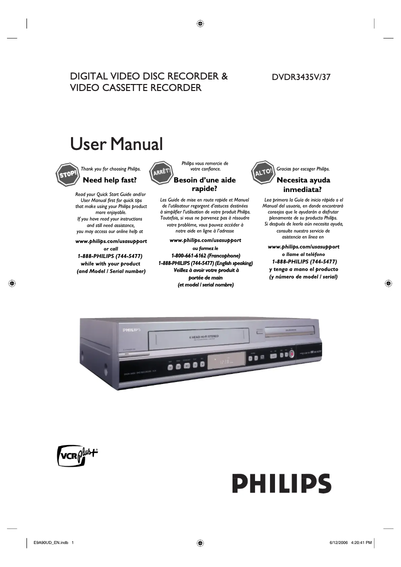 Page n°1 - Manuel utilisateur Philips DVDR3435V