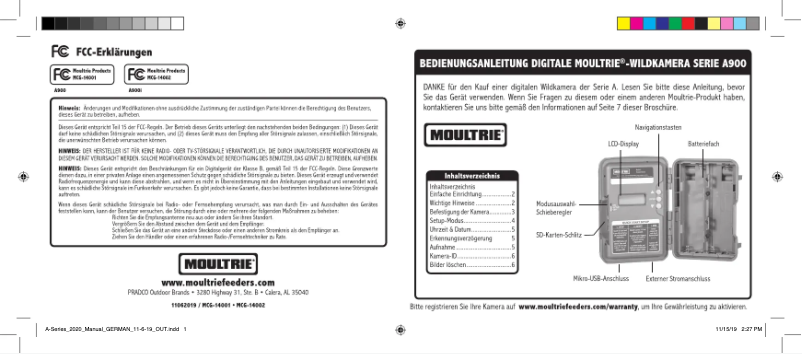 Page 1 de la notice Manuel utilisateur Moultrie AC-800