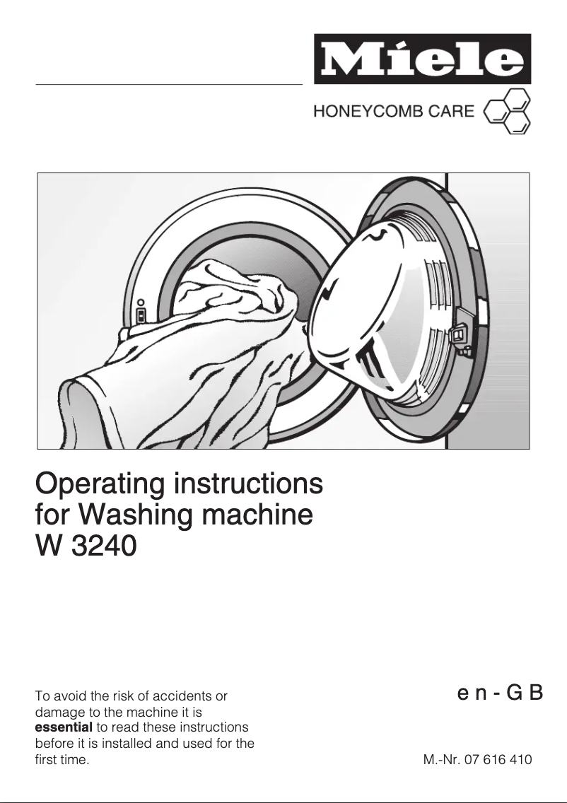 Page n°1 - Manuel utilisateur Miele W 3240