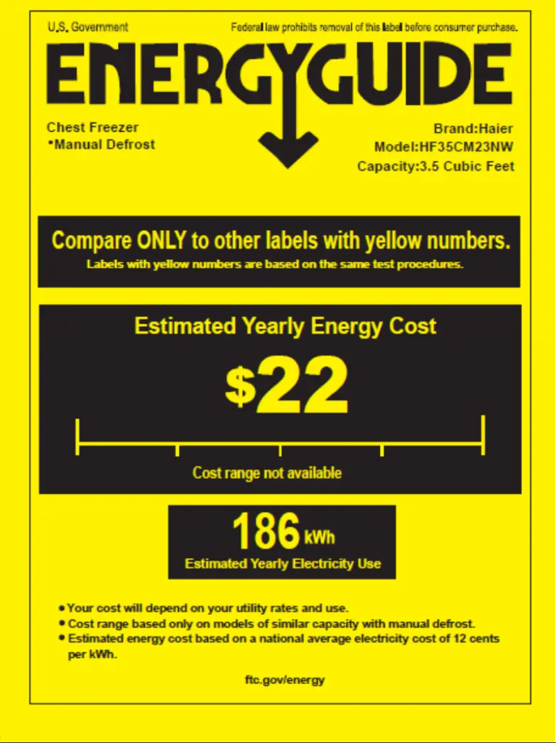 Page 1 de la notice Label énergétique Haier HF35CM23NW