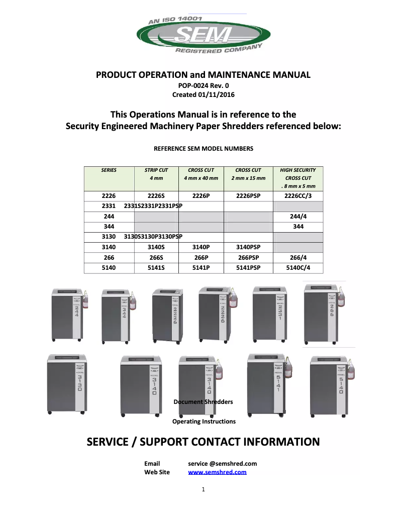 Page n°1 - Manuel utilisateur SEM 2226S